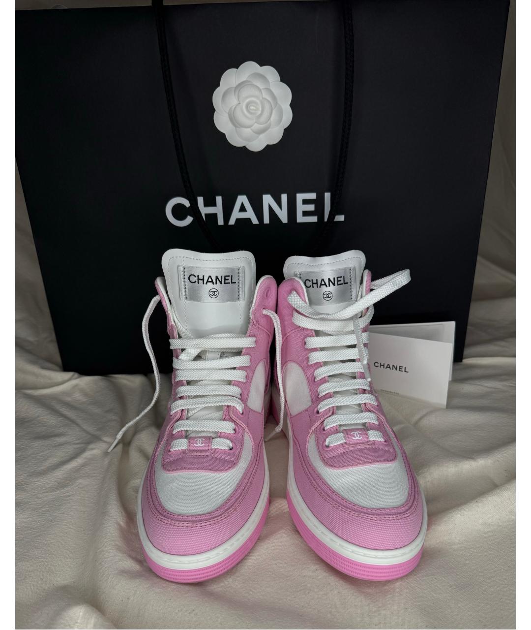CHANEL Розовые текстильные кеды, фото 3