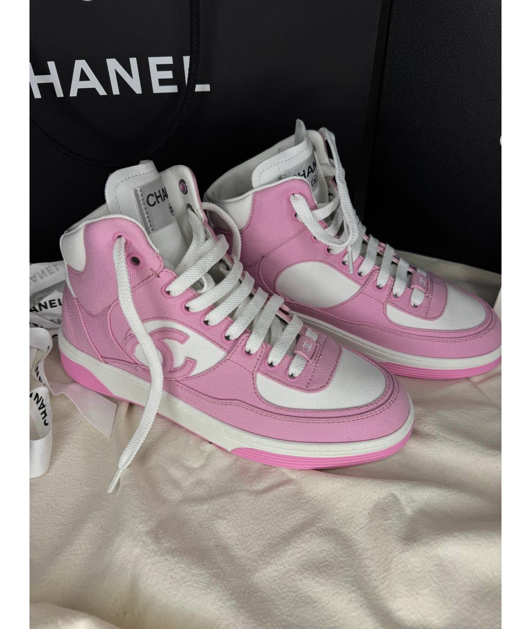 CHANEL Розовые текстильные кеды, фото 7