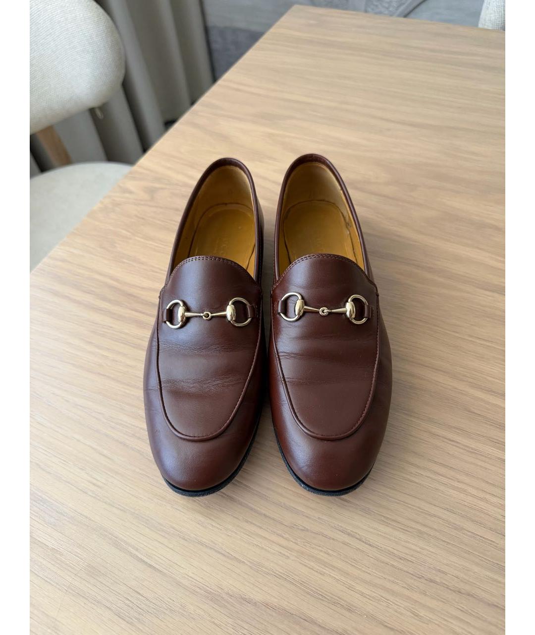 GUCCI Коричневые кожаные лоферы, фото 2