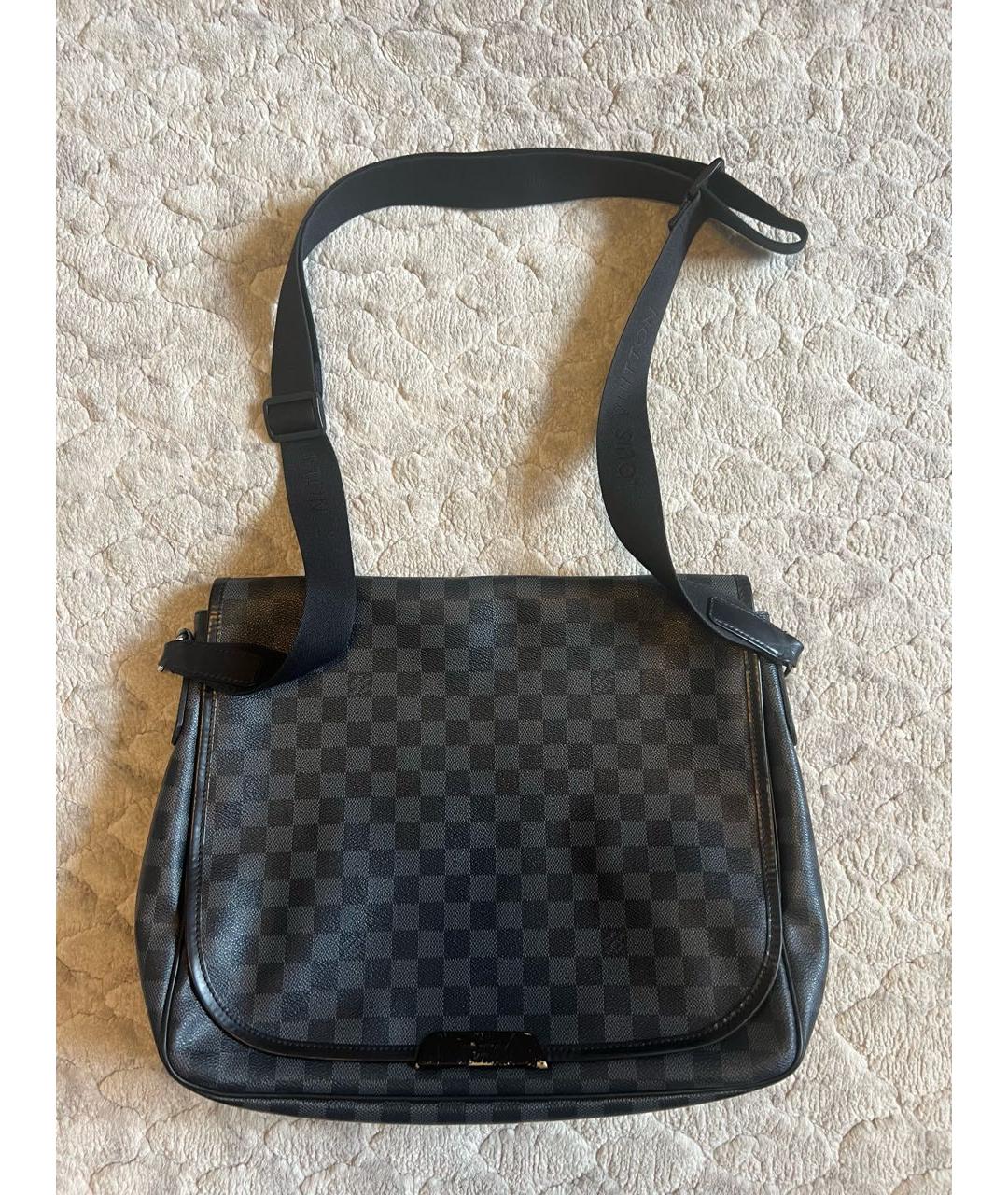 LOUIS VUITTON Антрацитовая сумка на плечо из канвы, фото 5