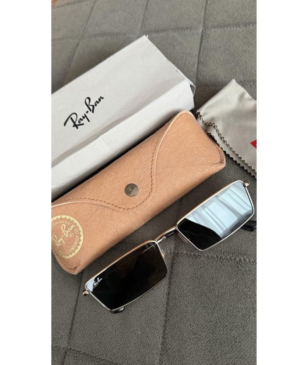 RAY BAN Антрацитовые металлические солнцезащитные очки, фото 4