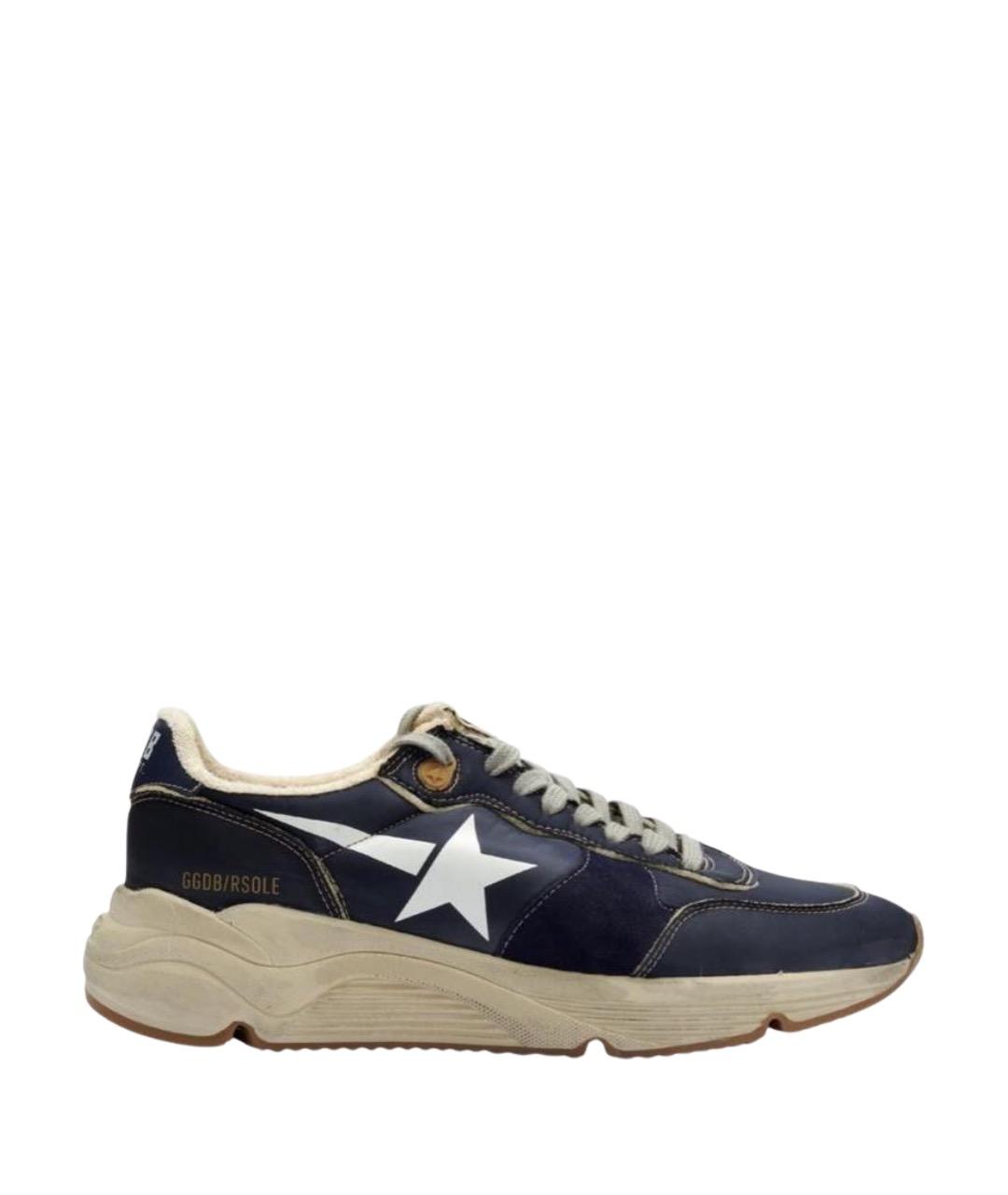GOLDEN GOOSE Темно-синие замшевые высокие кроссовки / кеды, фото 1