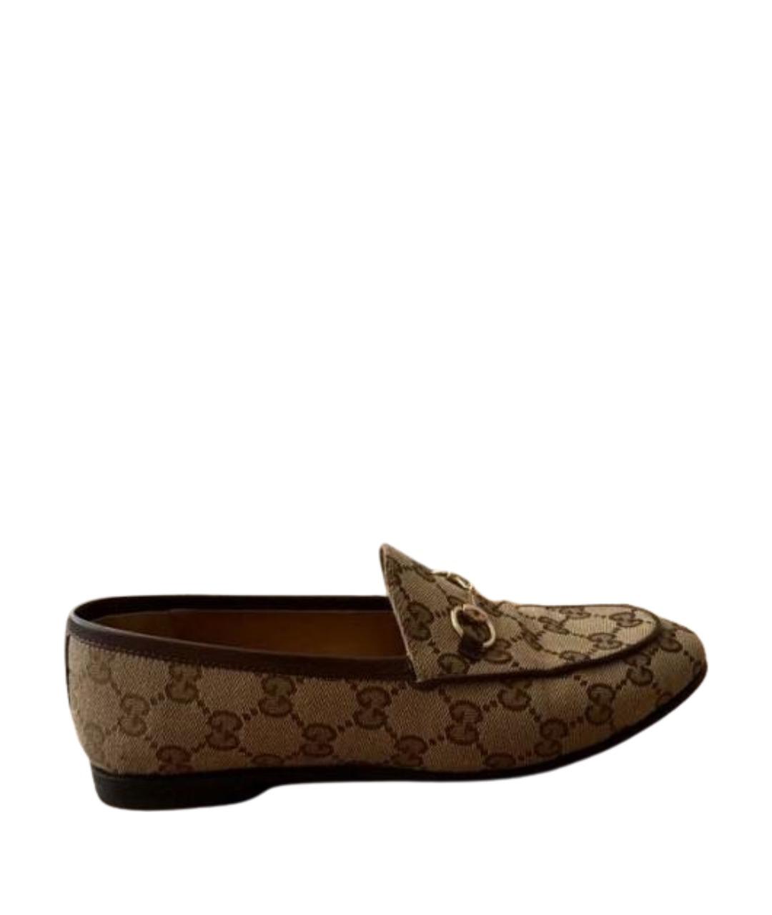 GUCCI Бежевые текстильные лоферы, фото 1