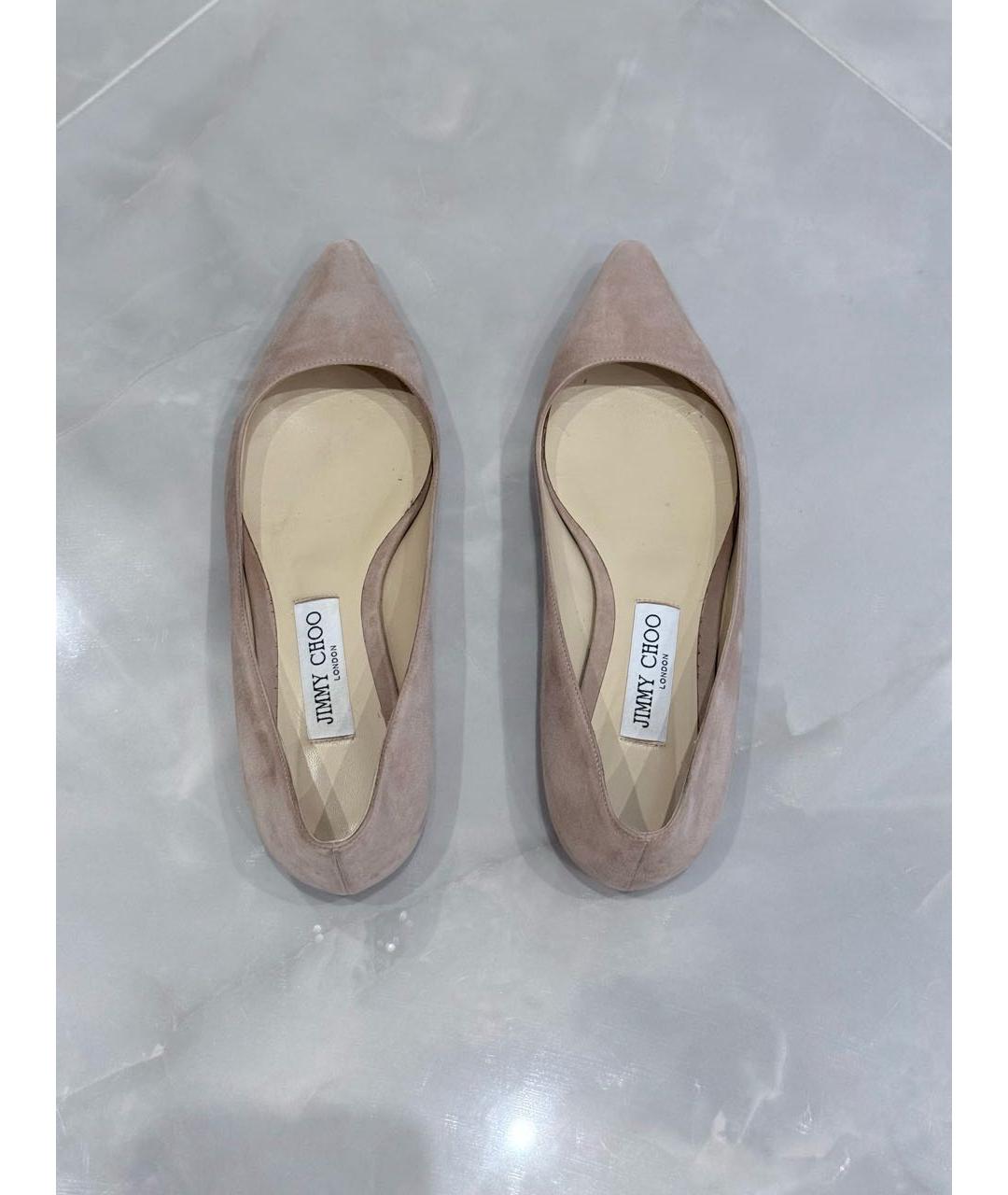 JIMMY CHOO Бежевые замшевые балетки, фото 3