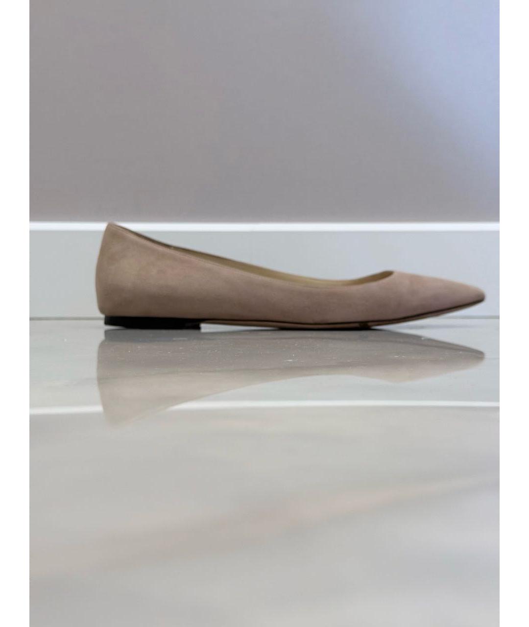 JIMMY CHOO Бежевые замшевые балетки, фото 9