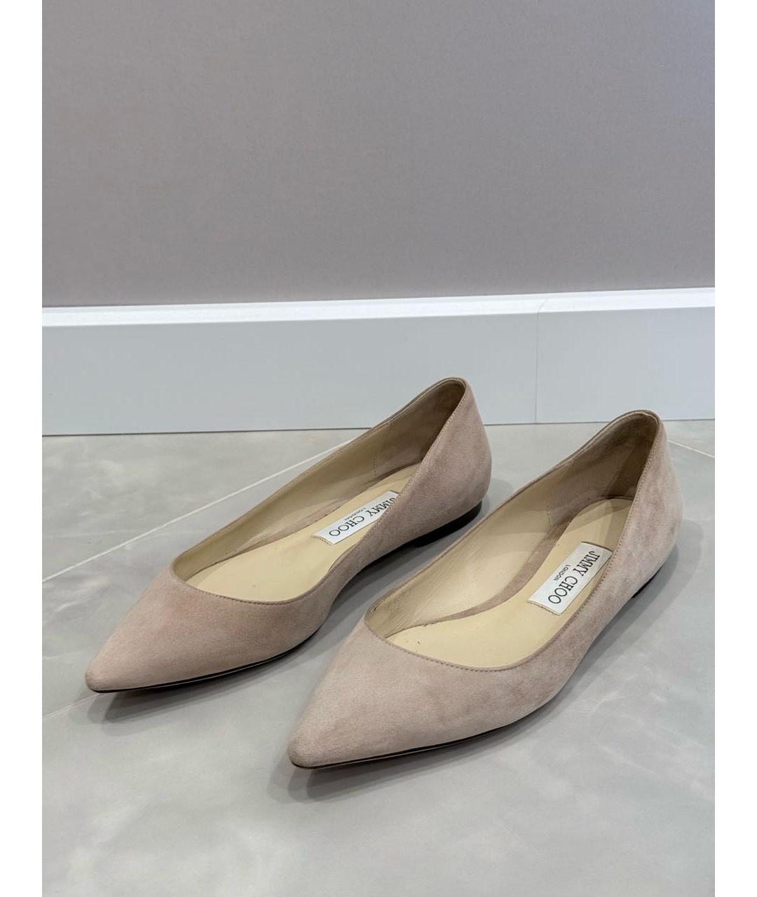 JIMMY CHOO Бежевые замшевые балетки, фото 6