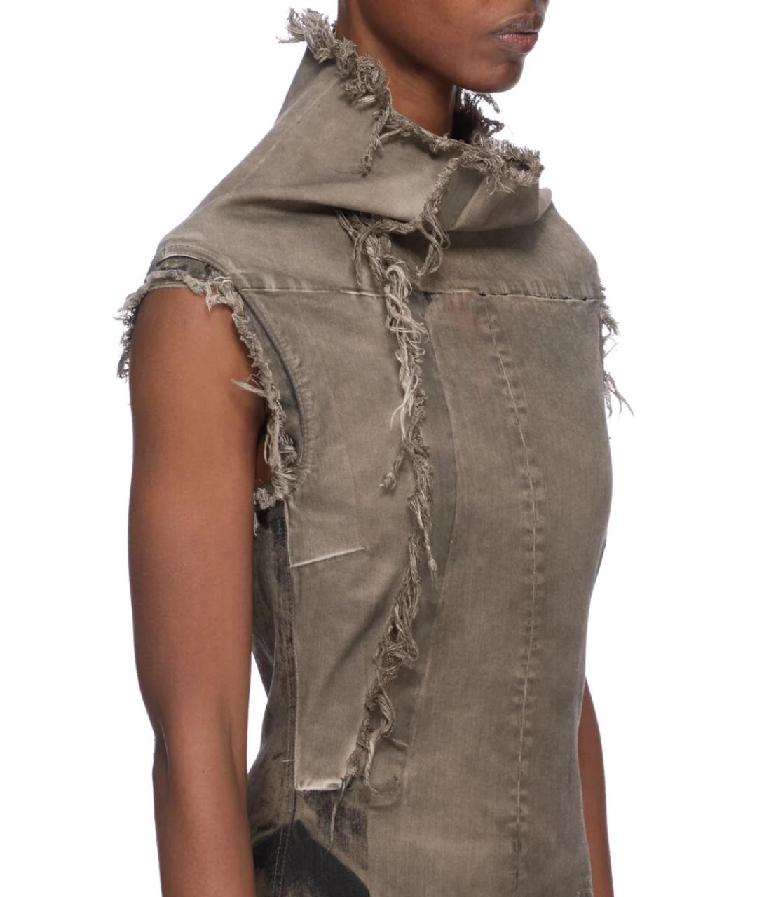 RICK OWENS DRKSHDW Серое хлопко-эластановое вечернее платье, фото 6
