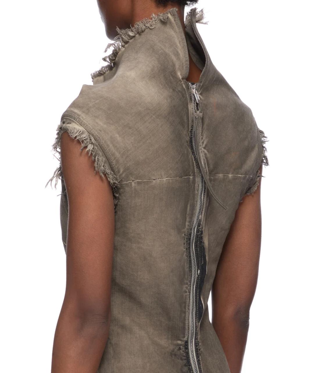 RICK OWENS DRKSHDW Серое хлопко-эластановое вечернее платье, фото 7
