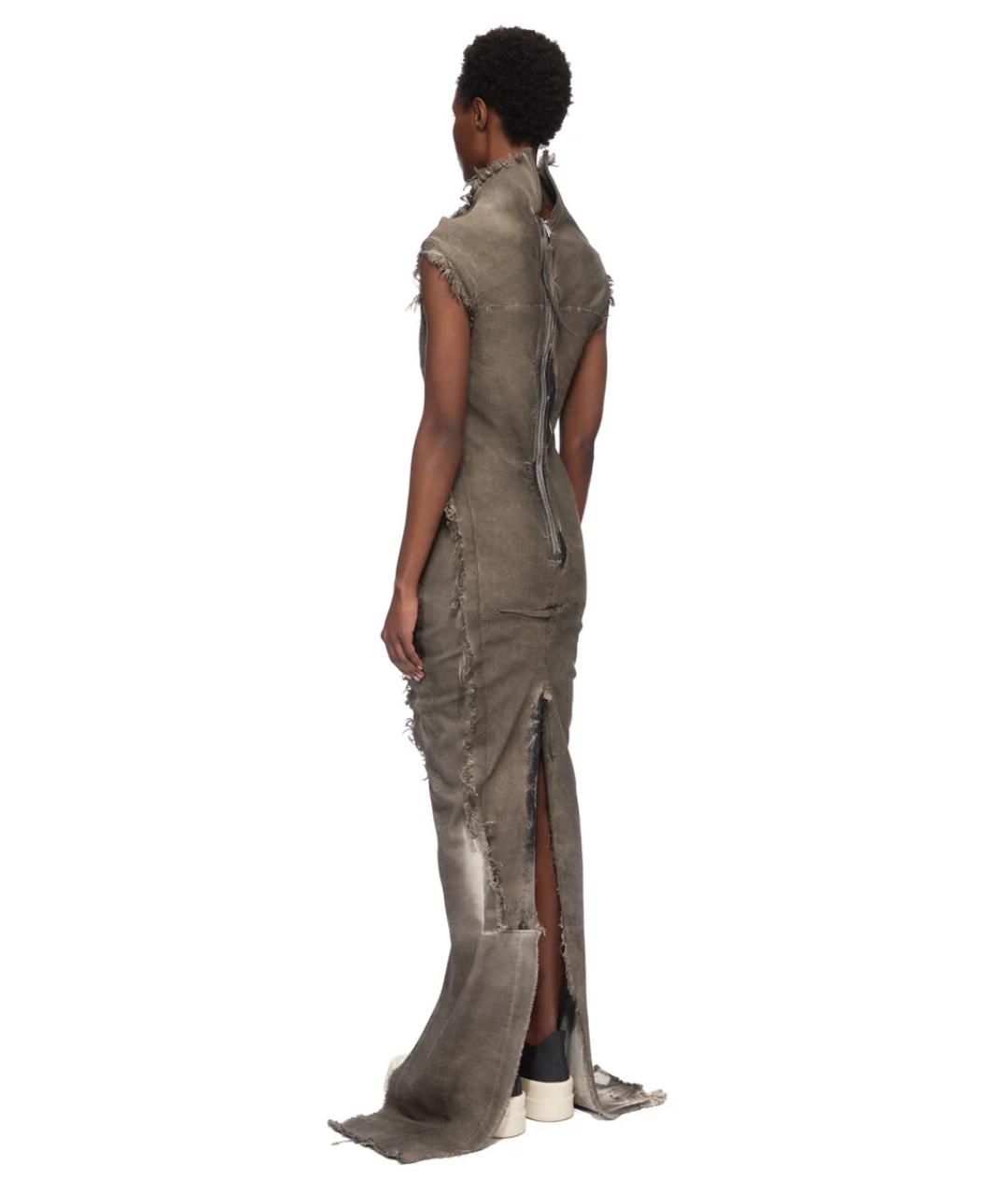 RICK OWENS DRKSHDW Серое хлопко-эластановое вечернее платье, фото 5
