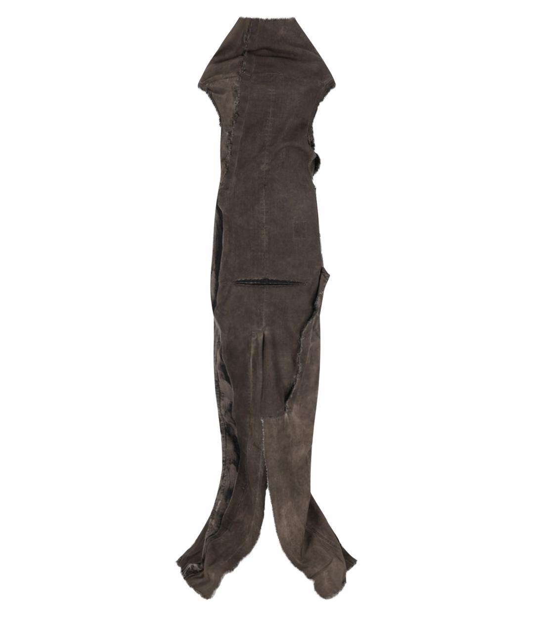 RICK OWENS DRKSHDW Серое хлопко-эластановое вечернее платье, фото 1