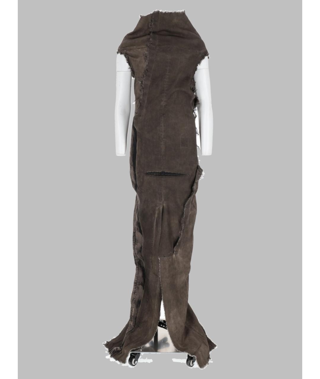 RICK OWENS DRKSHDW Серое хлопко-эластановое вечернее платье, фото 8