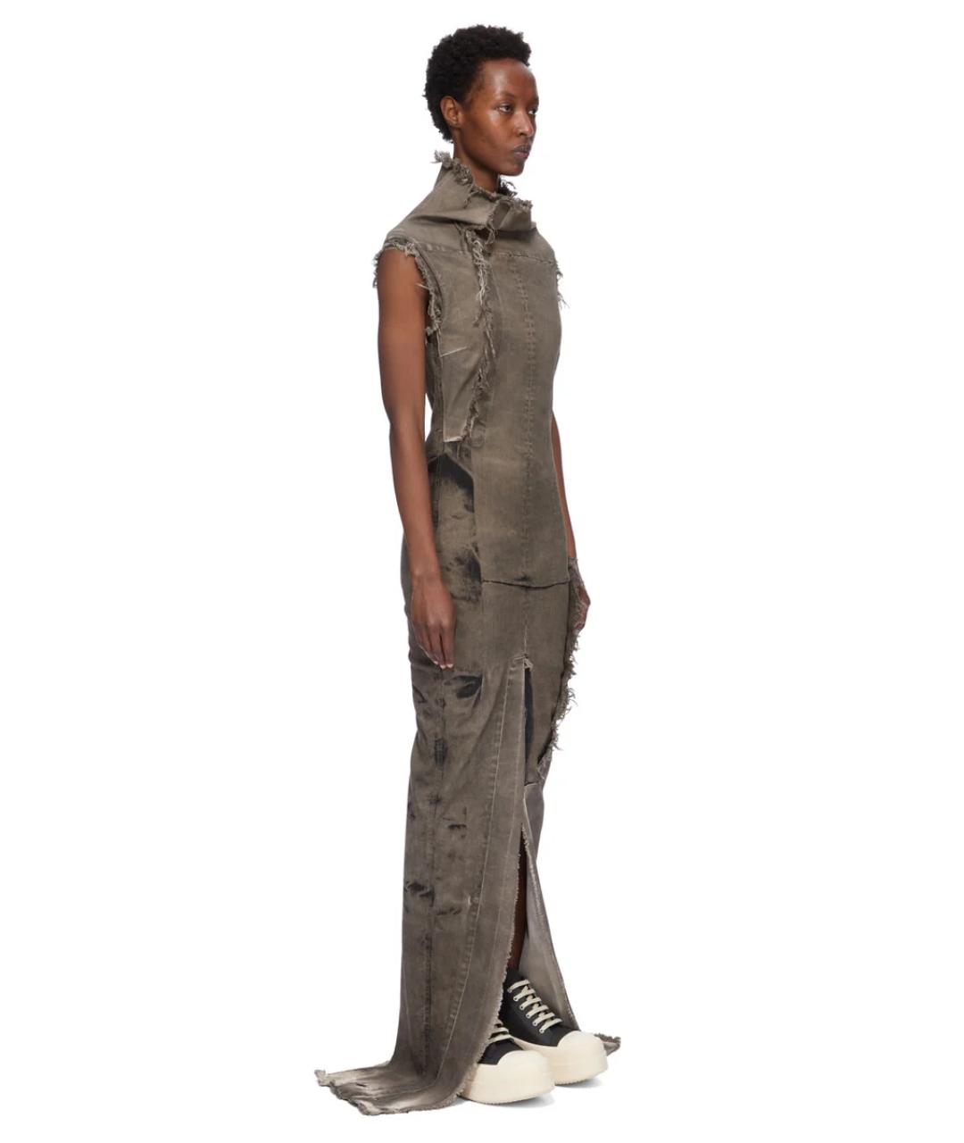 RICK OWENS DRKSHDW Серое хлопко-эластановое вечернее платье, фото 4