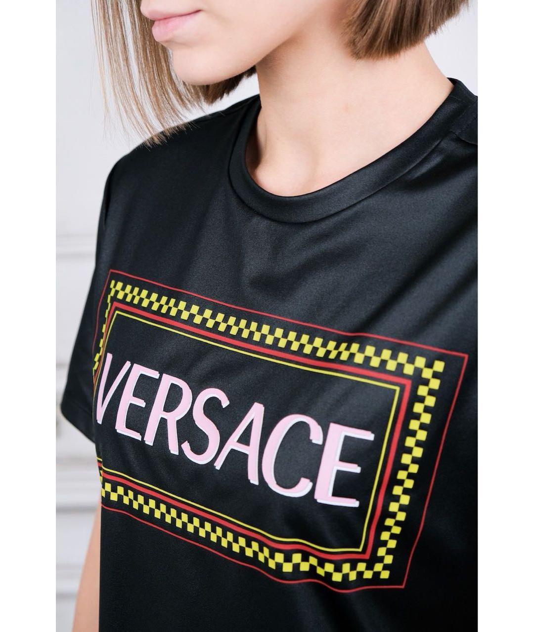 VERSACE Черная полиэстеровая футболка, фото 7