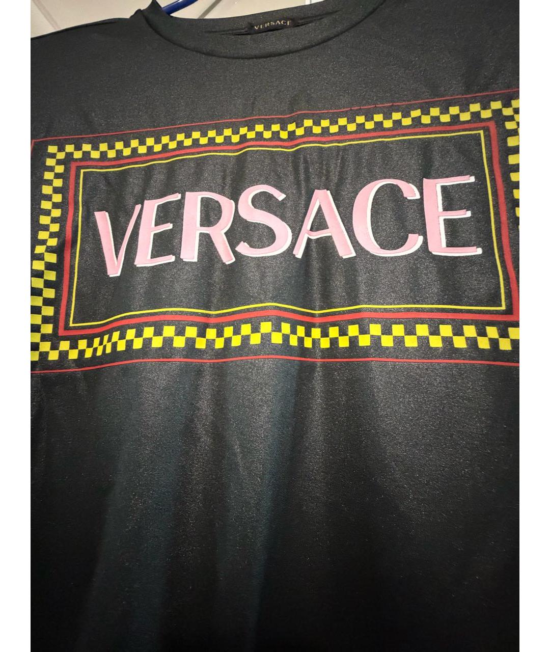 VERSACE Черная полиэстеровая футболка, фото 5