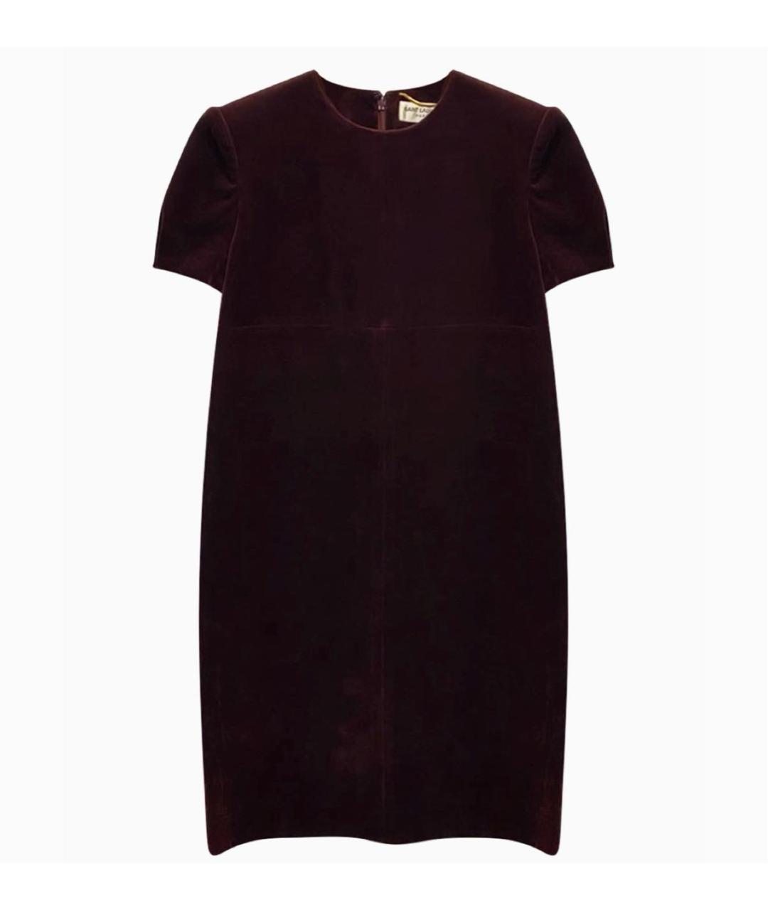 SAINT LAURENT Бордовое бархатное коктейльное платье, фото 4