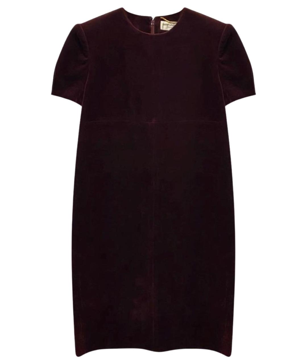 SAINT LAURENT Бордовое бархатное коктейльное платье, фото 1