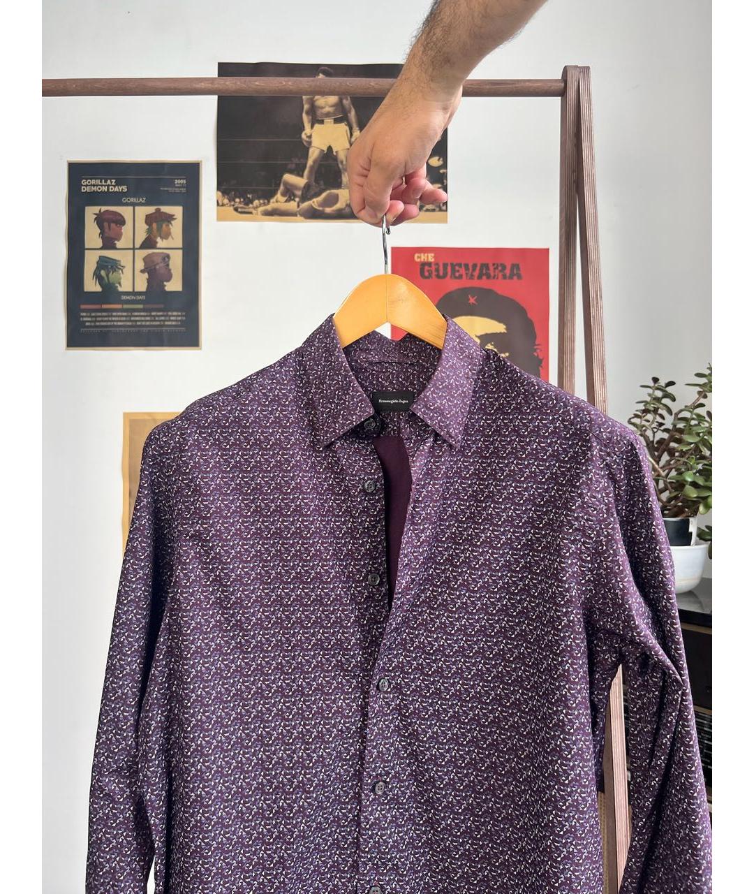 ERMENEGILDO ZEGNA XXX Бордовая хлопковая кэжуал рубашка, фото 2