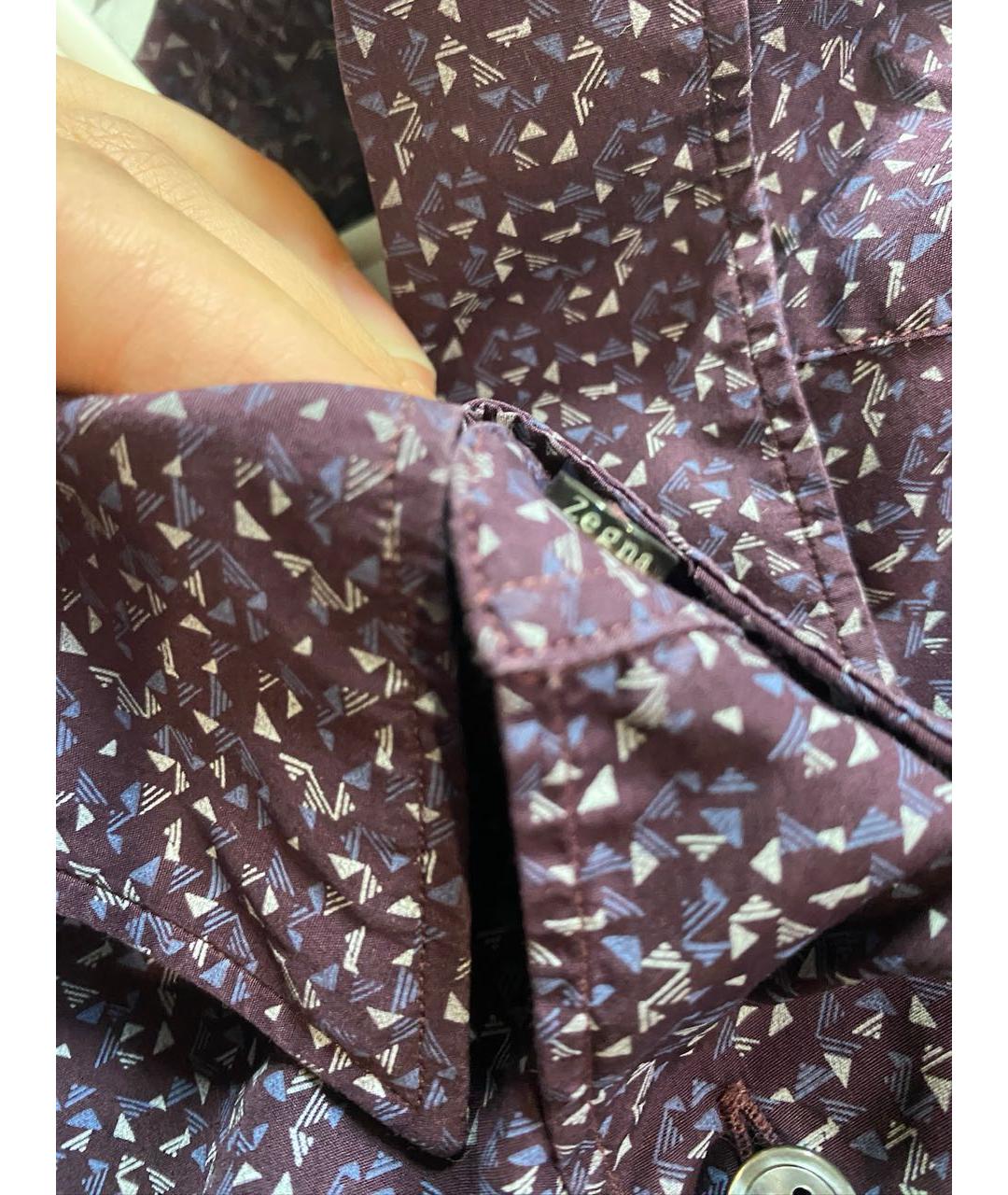 ERMENEGILDO ZEGNA XXX Бордовая хлопковая кэжуал рубашка, фото 5