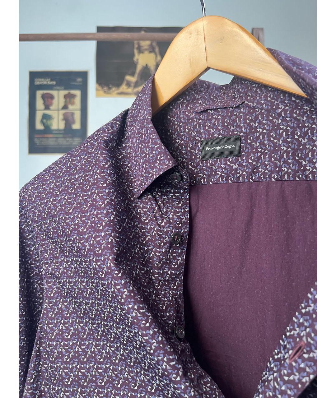 ERMENEGILDO ZEGNA XXX Бордовая хлопковая кэжуал рубашка, фото 3