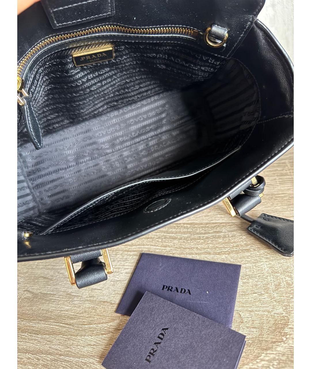 PRADA Черная кожаная сумка тоут, фото 4