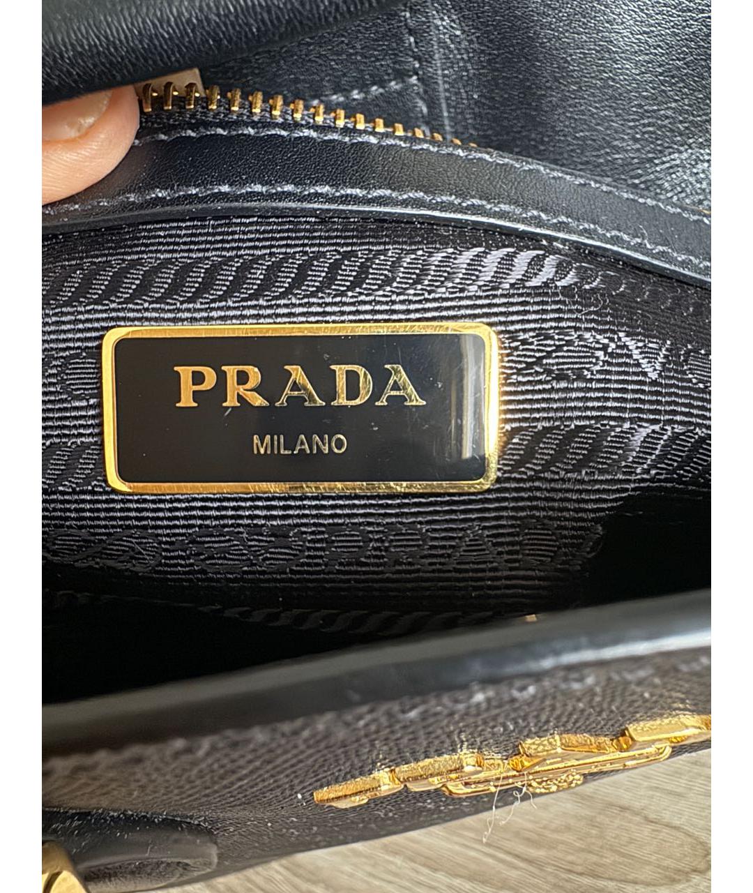 PRADA Черная кожаная сумка тоут, фото 5