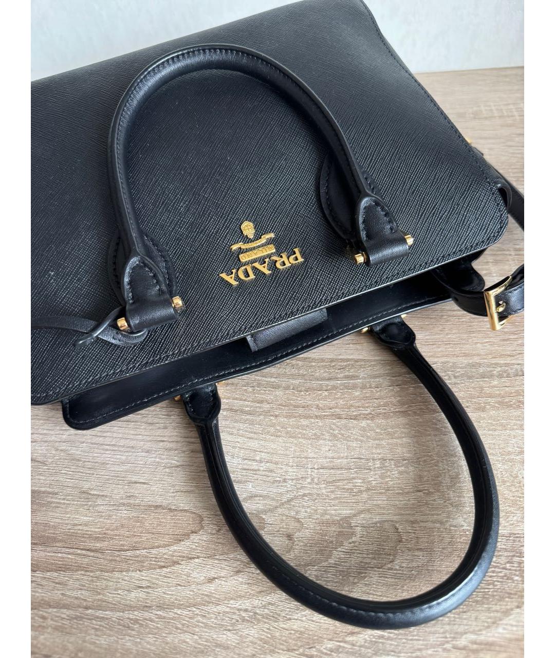 PRADA Черная кожаная сумка тоут, фото 3