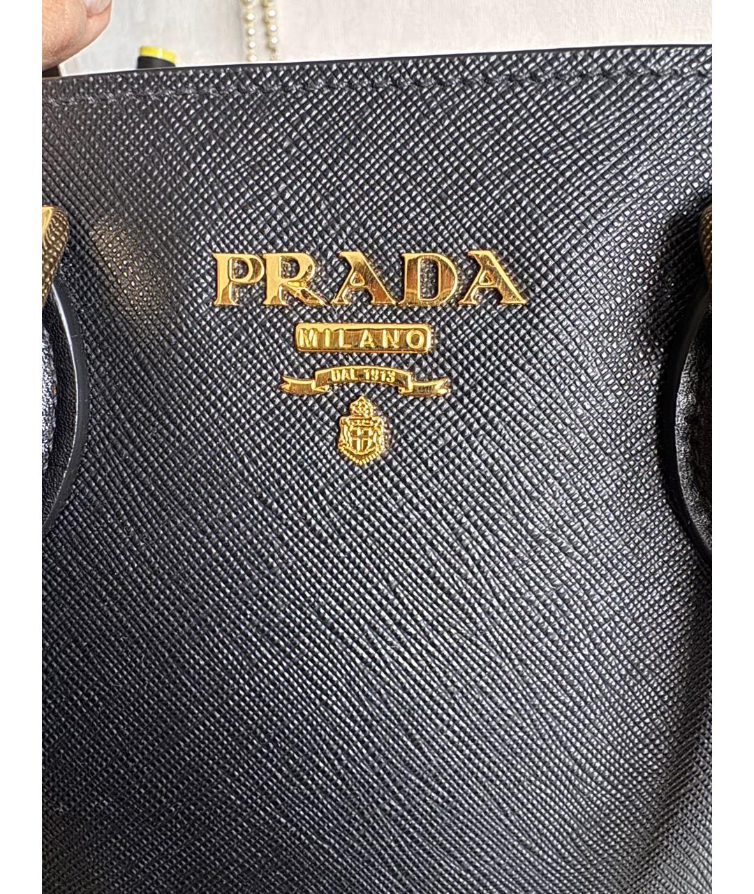 PRADA Черная кожаная сумка тоут, фото 6