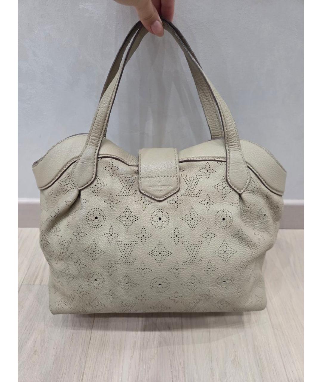 LOUIS VUITTON Бежевая кожаная сумка тоут, фото 3