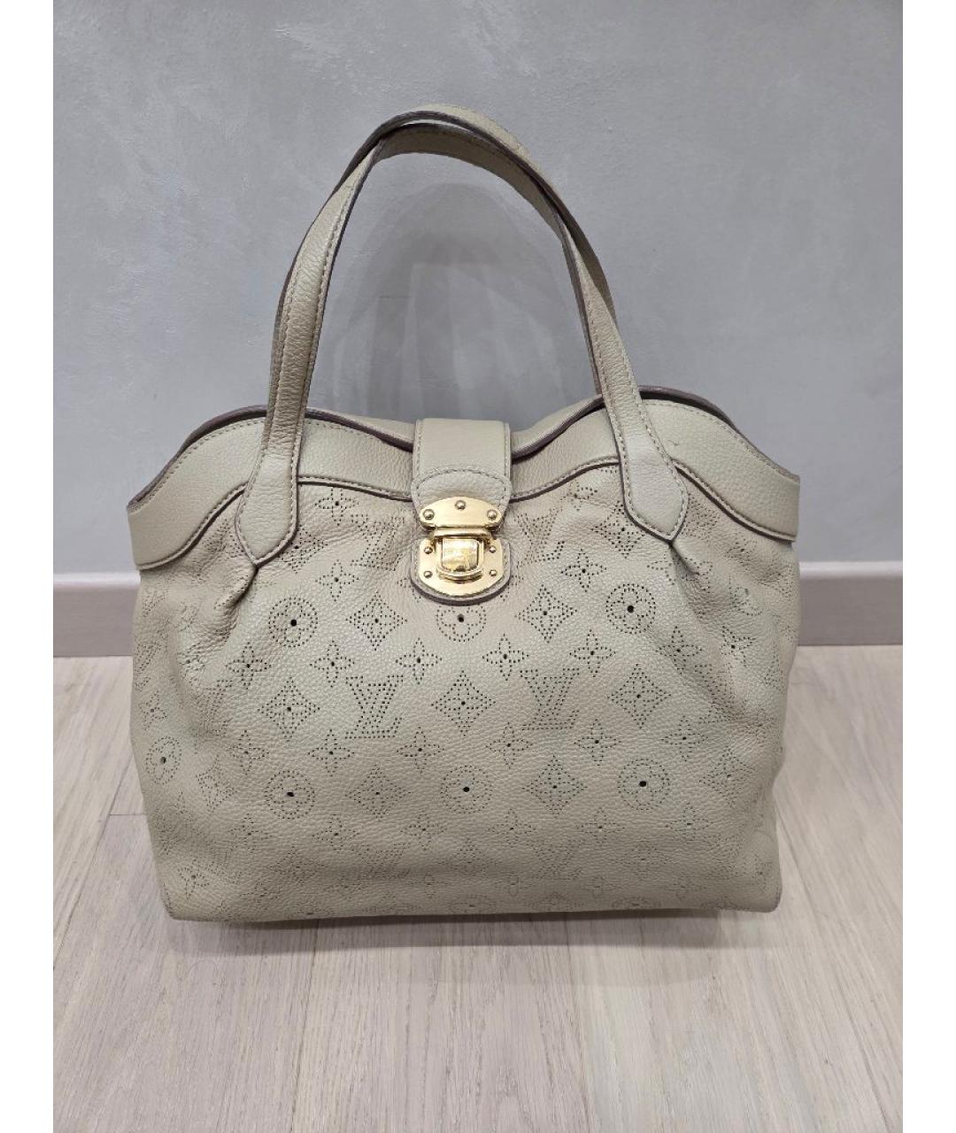 LOUIS VUITTON Бежевая кожаная сумка тоут, фото 7