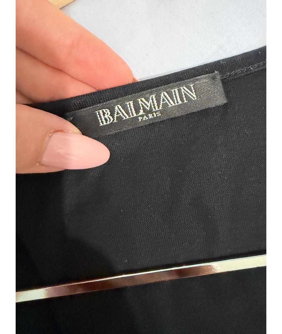 BALMAIN Черная хлопковая майка, фото 3