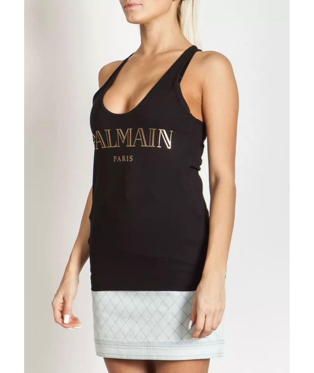 BALMAIN Черная хлопковая майка, фото 5