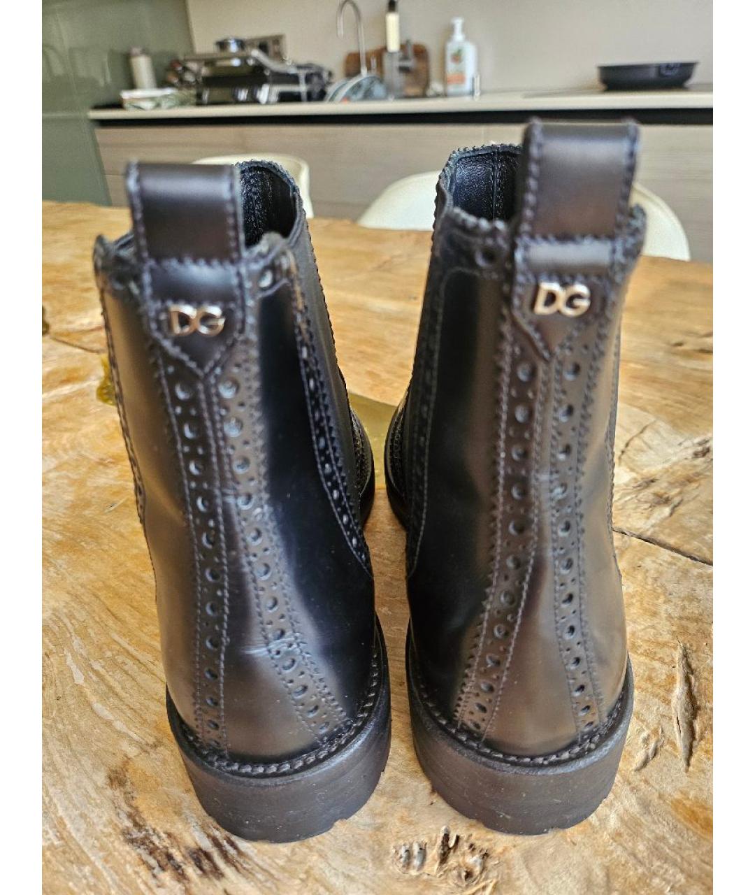 DOLCE&GABBANA Черные кожаные полусапоги, фото 3