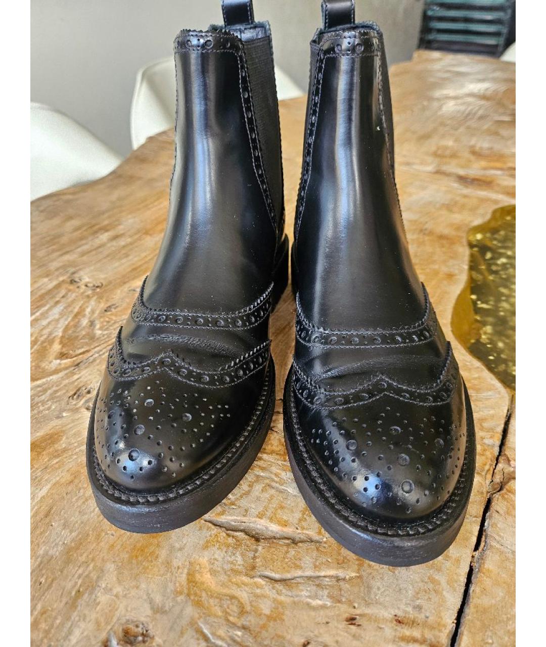 DOLCE&GABBANA Черные кожаные полусапоги, фото 2
