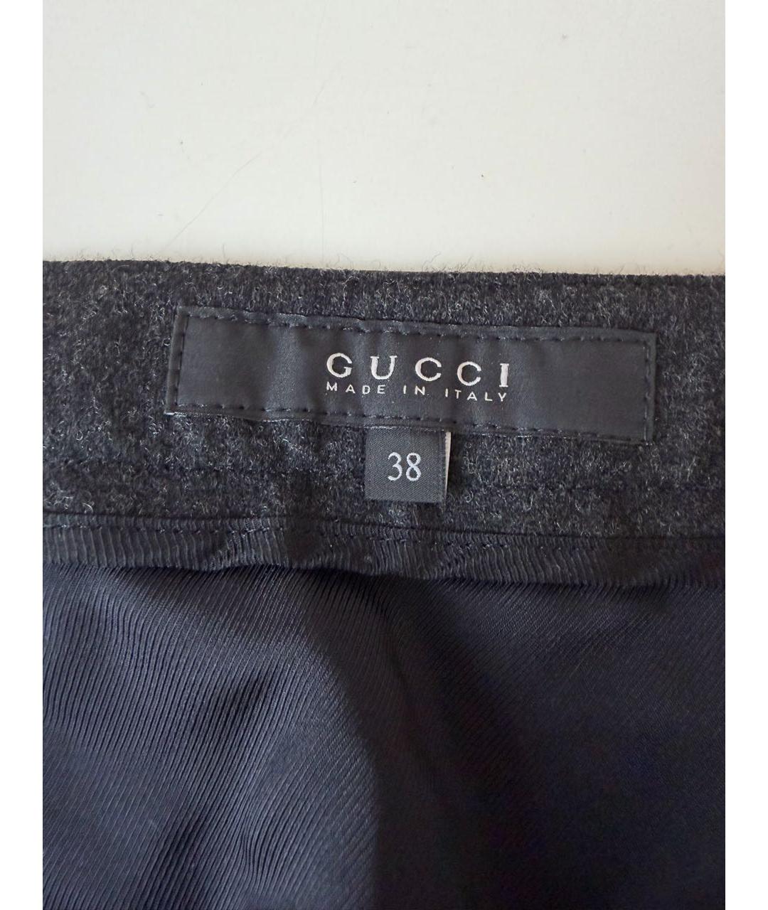 GUCCI Антрацитовые шерстяные брюки узкие, фото 6