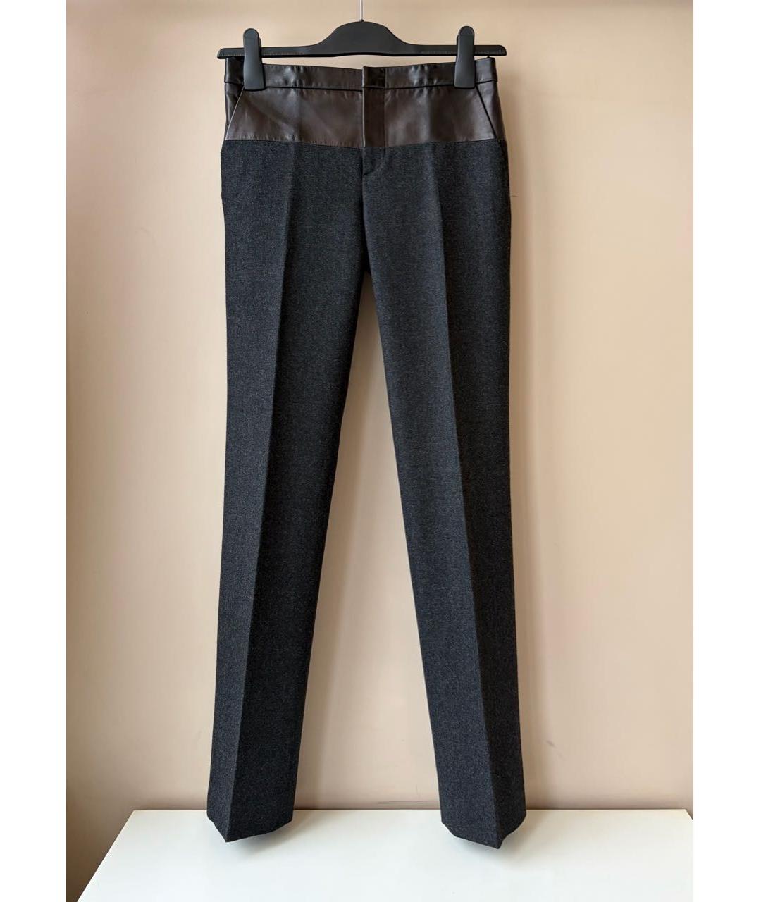 GUCCI Антрацитовые шерстяные брюки узкие, фото 2