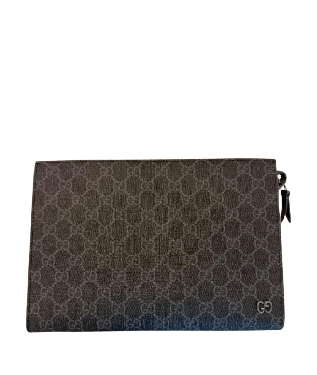 GUCCI Антрацитовая барсетка из канвы, фото 1