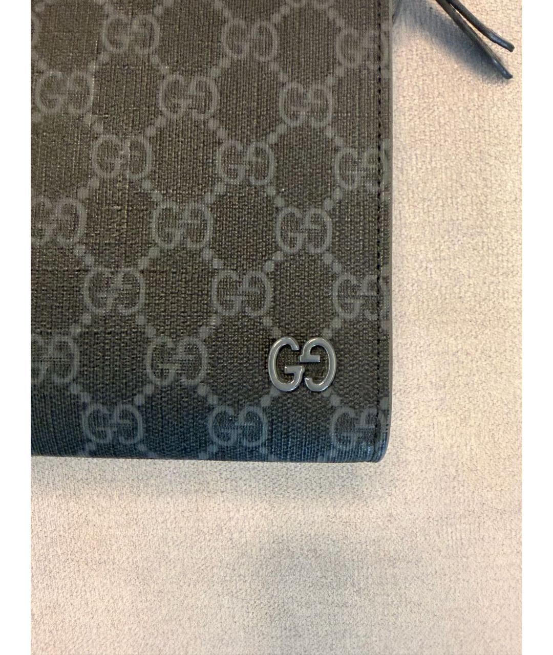 GUCCI Антрацитовая барсетка из канвы, фото 6