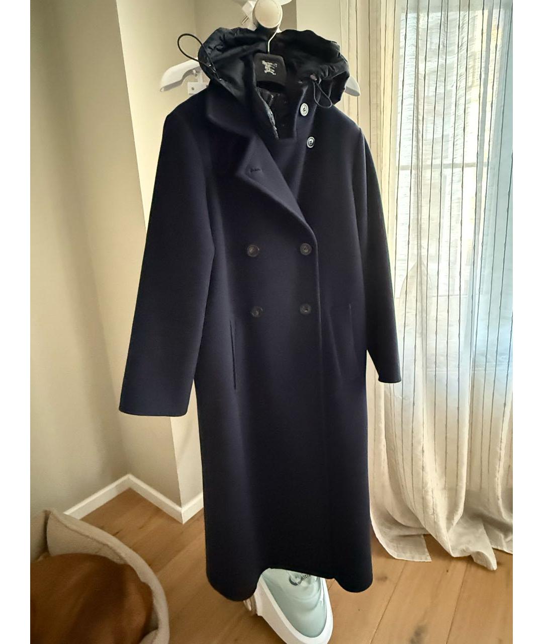 WEEKEND MAX MARA Темно-синее шерстяное пальто, фото 4