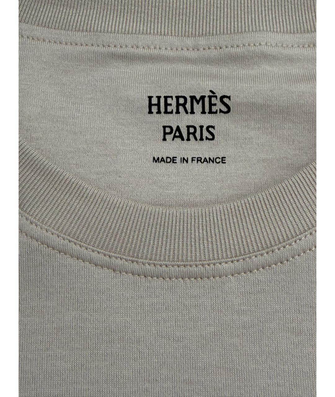 HERMES Бежевая хлопковая футболка, фото 3