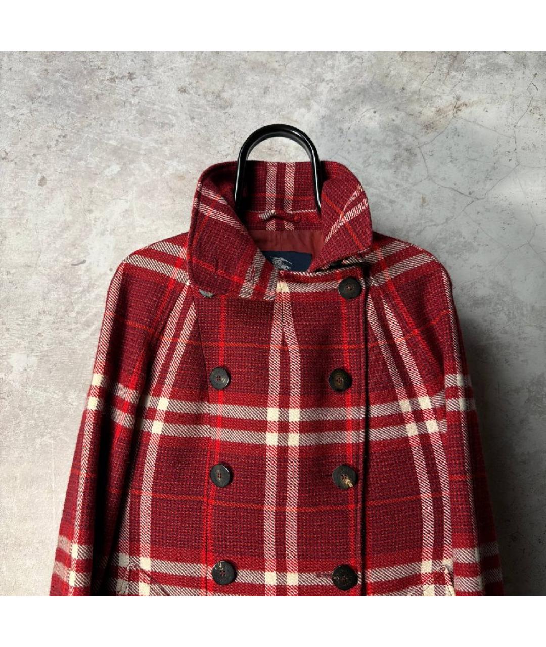 BURBERRY Красное шерстяное пальто, фото 2