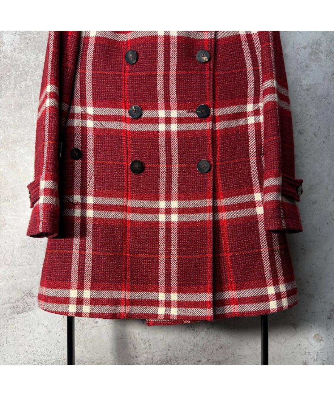 BURBERRY Красное шерстяное пальто, фото 5