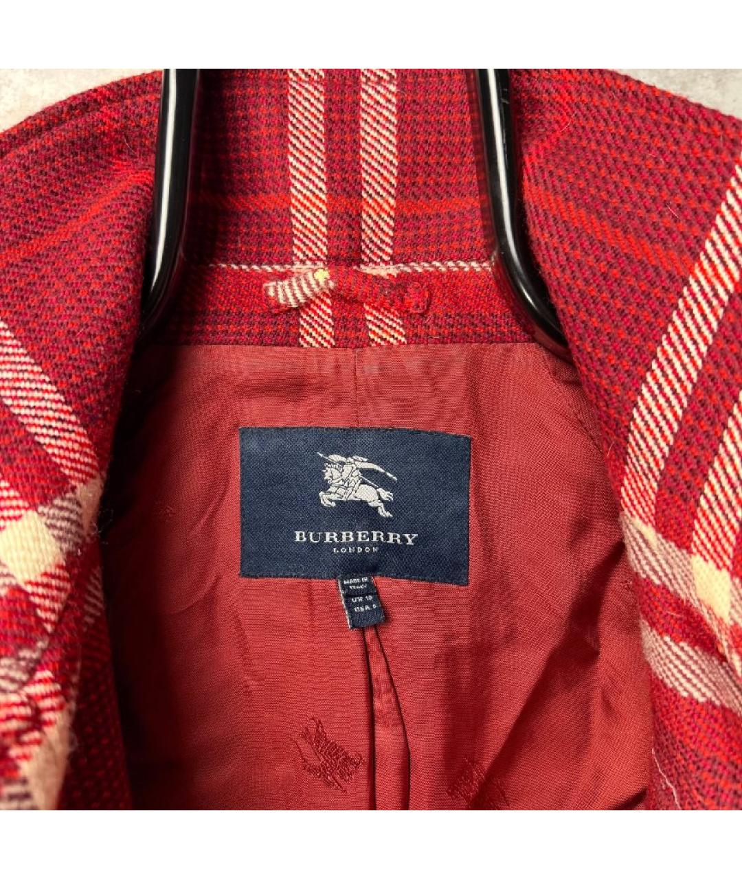 BURBERRY Красное шерстяное пальто, фото 6