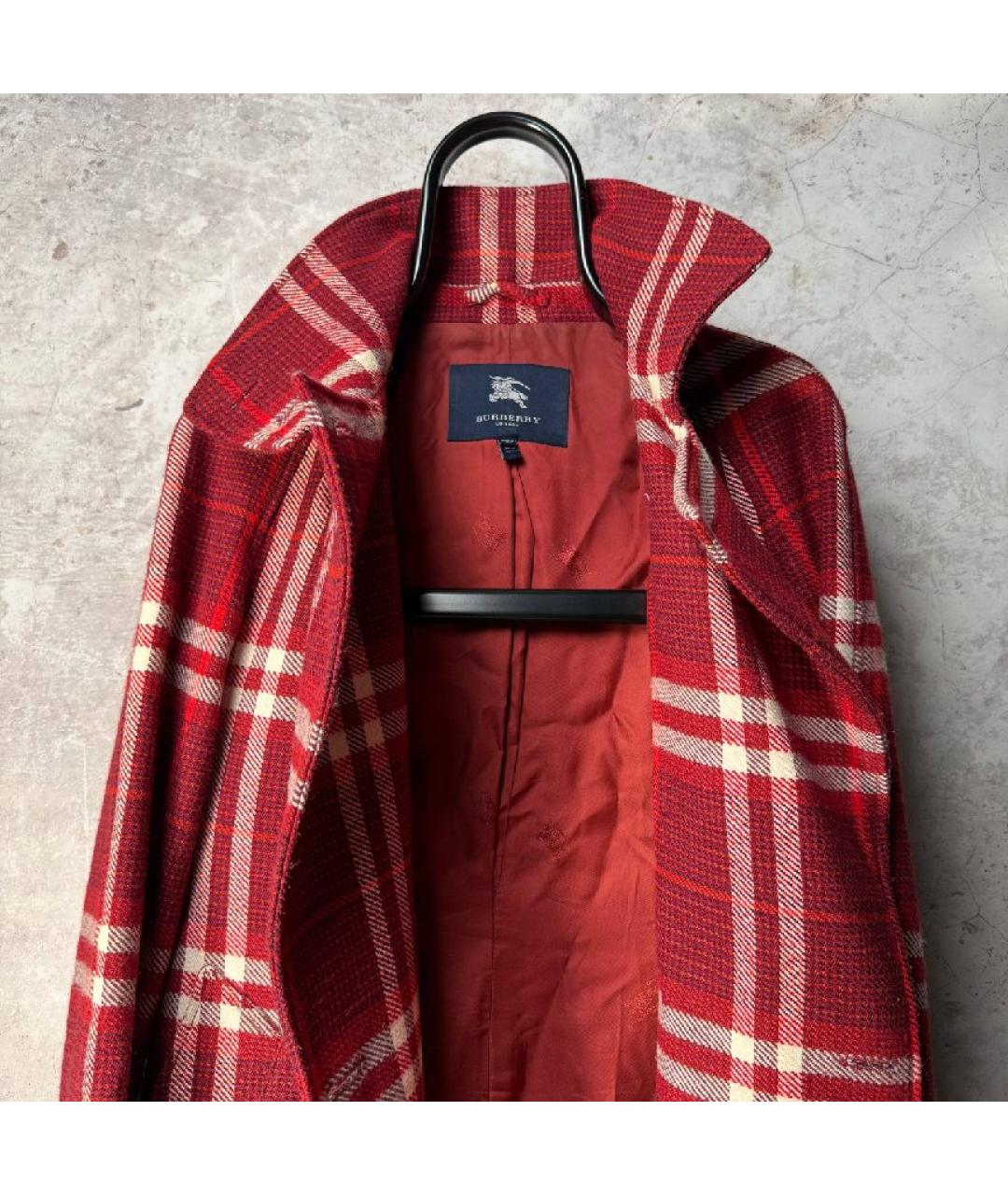 BURBERRY Красное шерстяное пальто, фото 3
