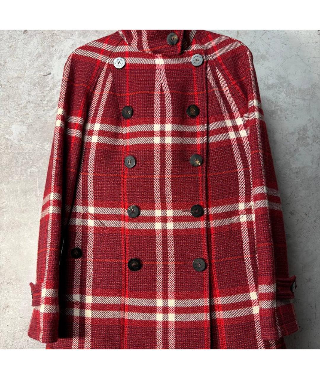 BURBERRY Красное шерстяное пальто, фото 4
