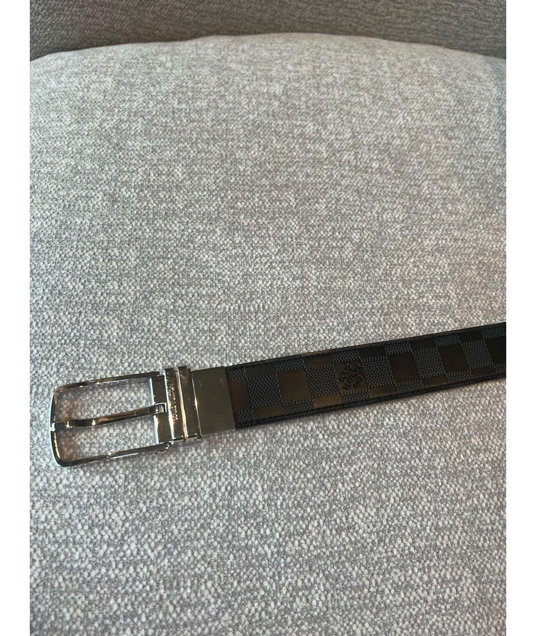 LOUIS VUITTON Черный кожаный ремень, фото 2