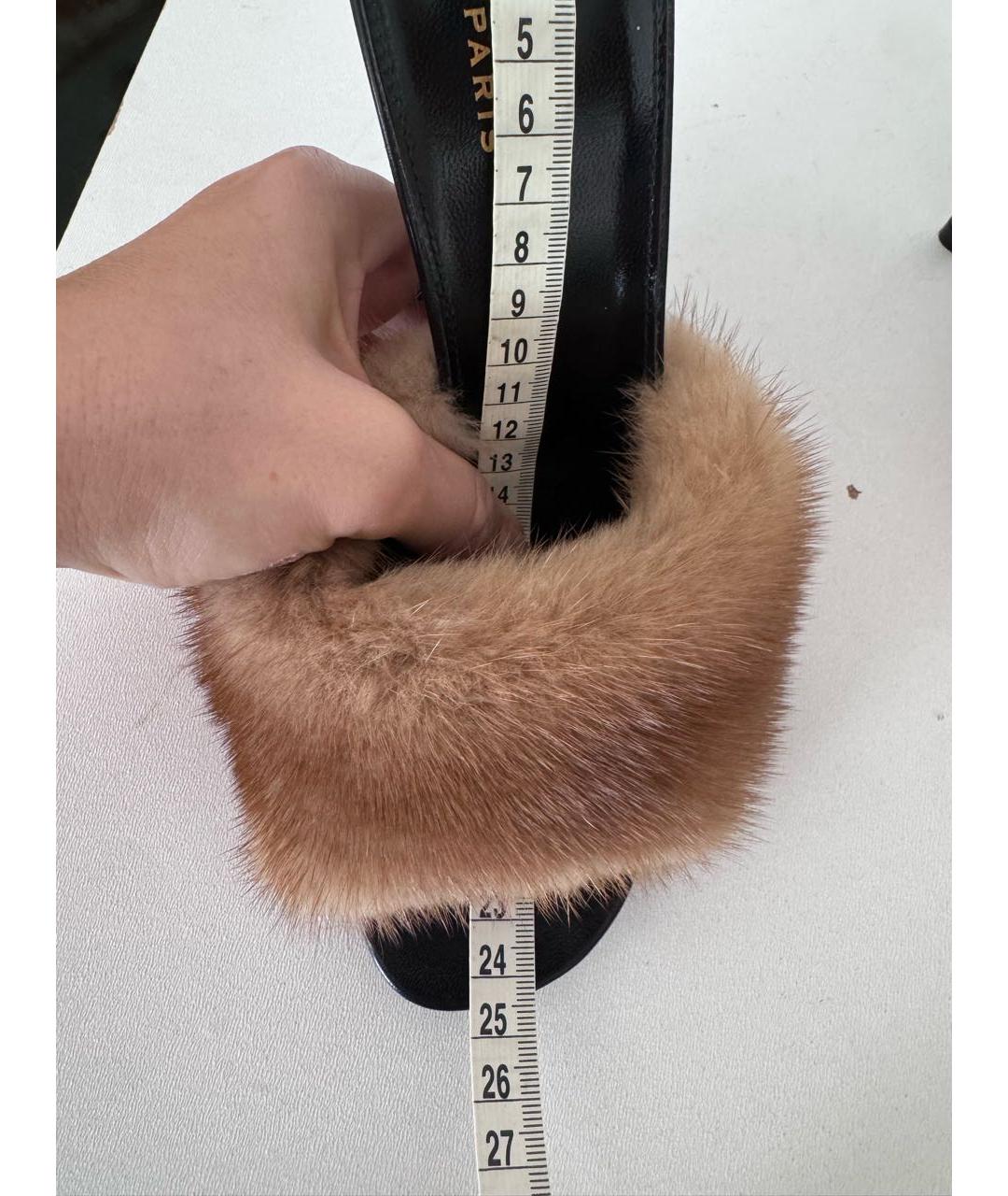 SAINT LAURENT Коричневые кожаные мюли, фото 8