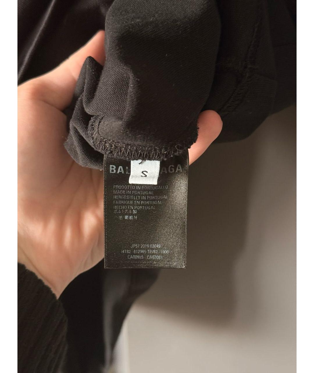BALENCIAGA Черная хлопковая футболка, фото 5