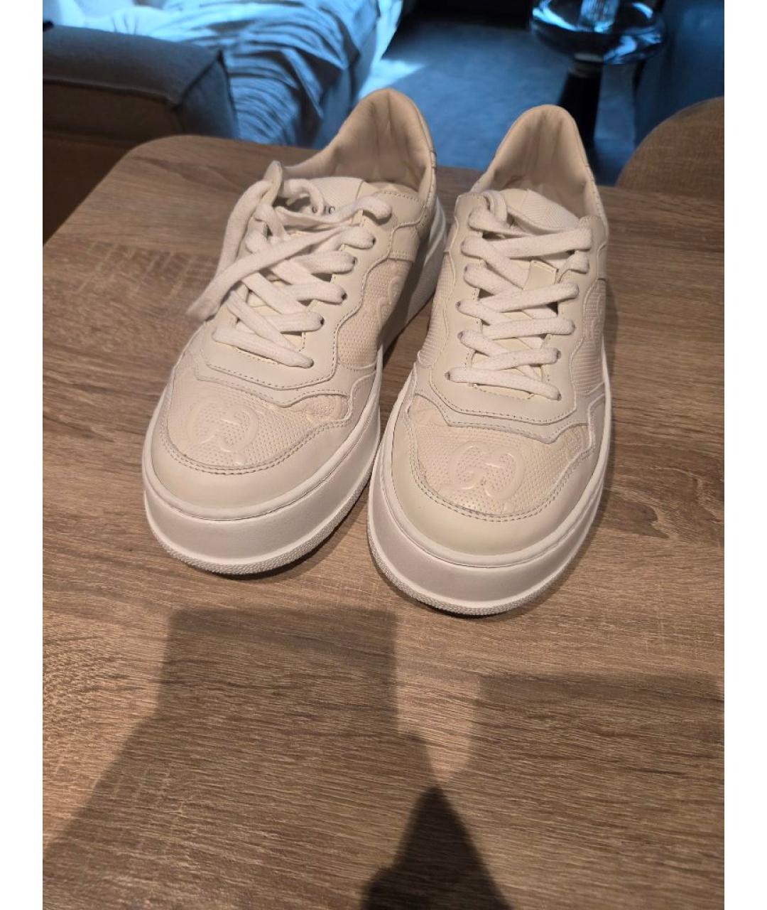 GUCCI Белые кожаные кроссовки, фото 2