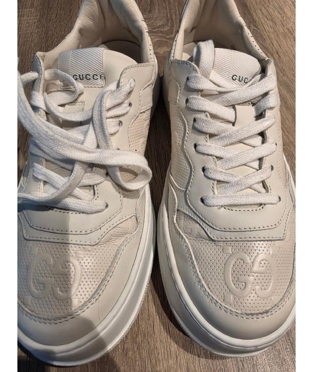 GUCCI Белые кожаные кроссовки, фото 7