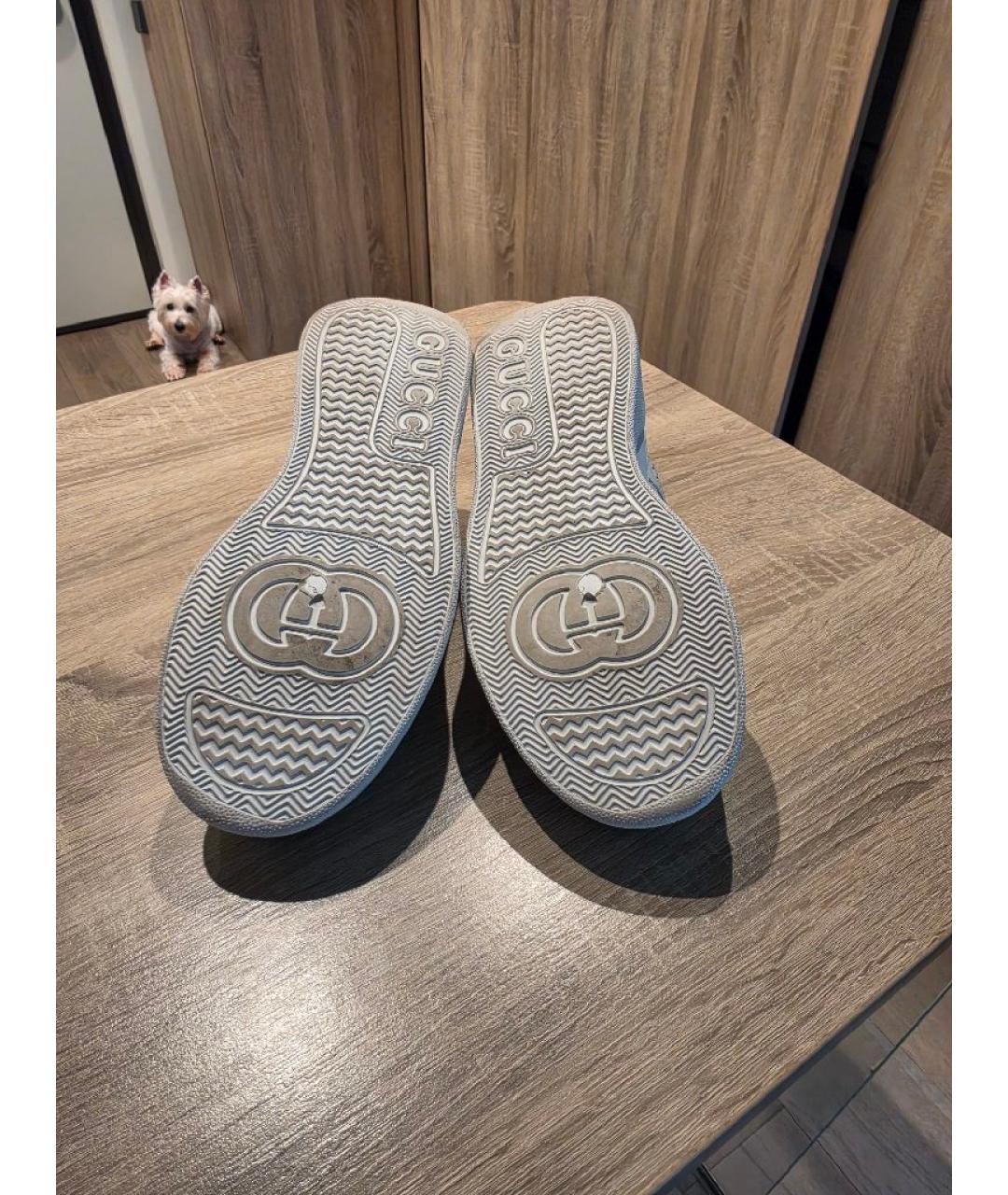 GUCCI Белые кожаные кроссовки, фото 5
